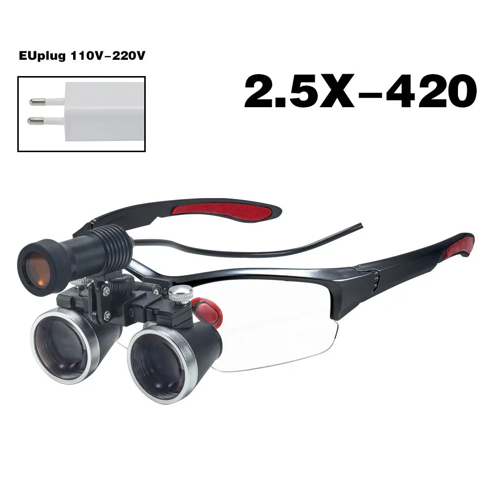 Dental Magnifier with LED Headlight Optical Dental Loupes for Dentist Binocular Magnifying Glasses with Headlamp for Surgery