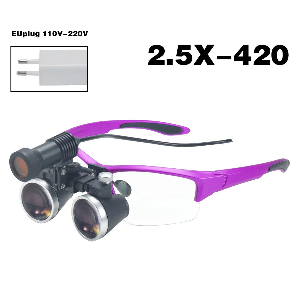 Dental Magnifier with LED Headlight Optical Dental Loupes for Dentist Binocular Magnifying Glasses with Headlamp for Surgery