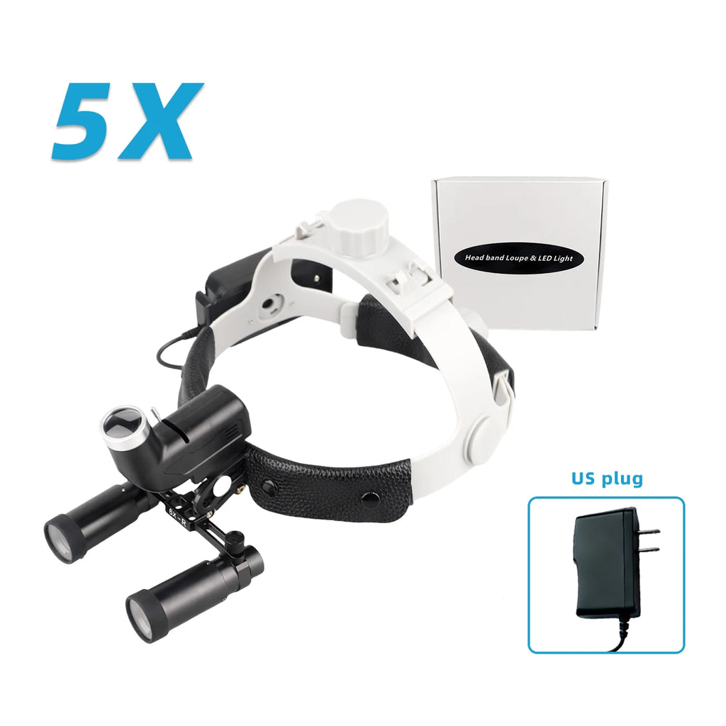 5W Headlight Wireless Surgical Magnifying Glass 2.5X 4X 5X 6X Binocular Head Magnifier High Power Dental Loupes LED Head Light
