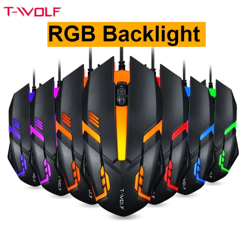 USB Wired Colorful Light Gaming Mouse Luminous Glowing Office Mice Universal For Laptop Desktop PC Student Men Women