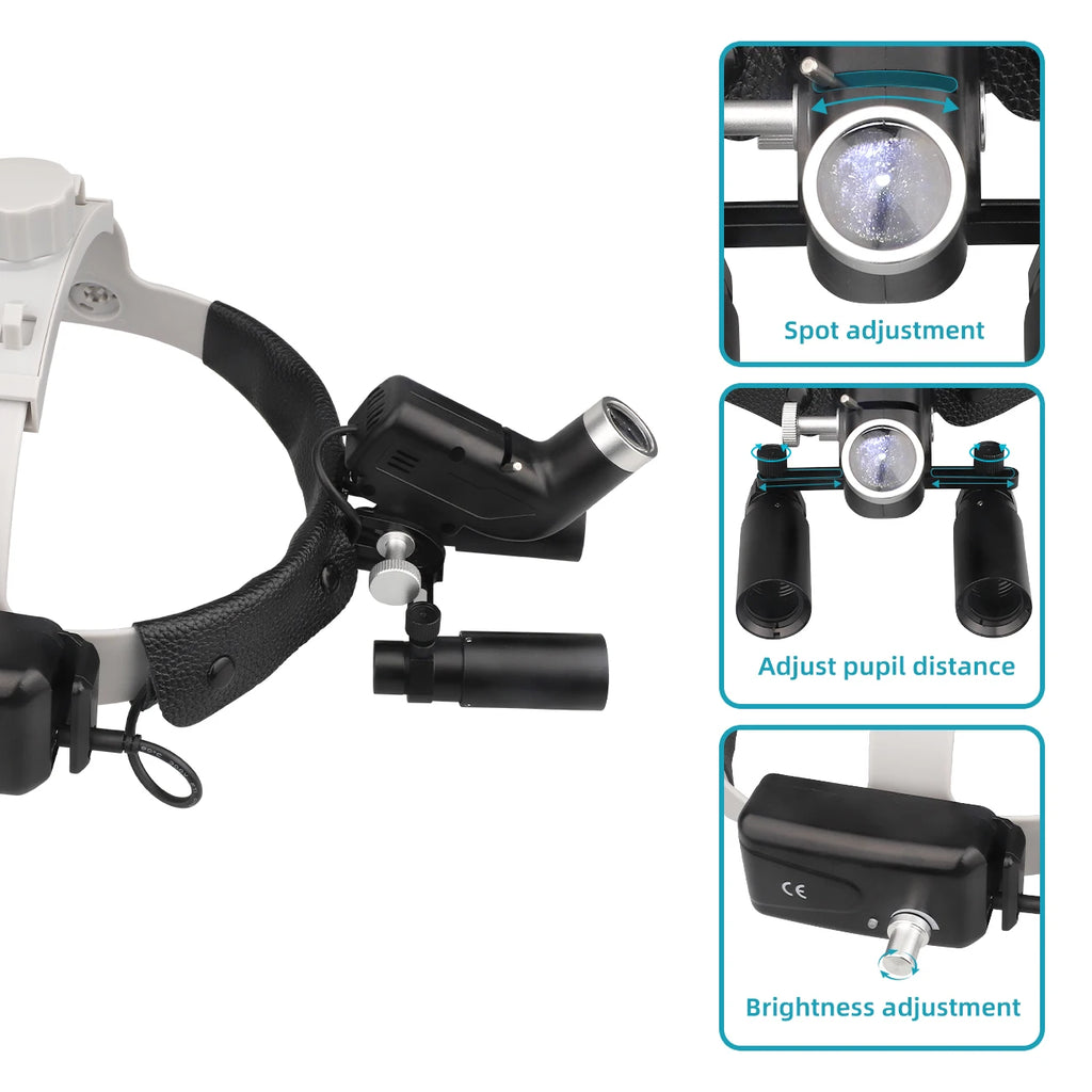 5W Headlight Wireless Surgical Magnifying Glass 2.5X 4X 5X 6X Binocular Head Magnifier High Power Dental Loupes LED Head Light