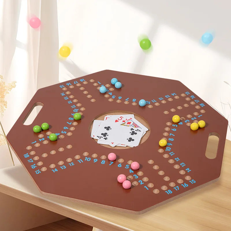 Arabic Jackaroo Board Game Sturdy Wood Tabletop Strategy Games for 4 Players Walnut Color Family Party Travel Toy