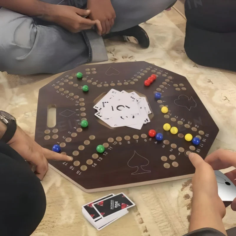 Arabic Jackaroo Board Game Sturdy Wood Tabletop Strategy Games for 4 Players Walnut Color Family Party Travel Toy