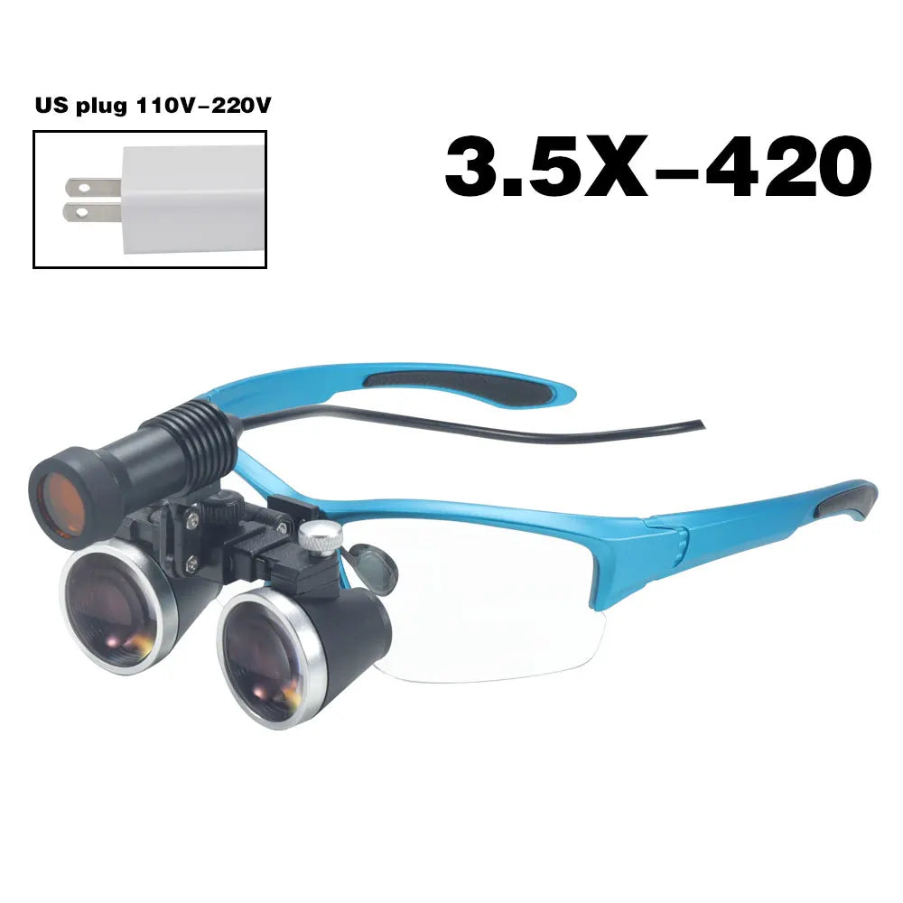 Dental Magnifier with LED Headlight Optical Dental Loupes for Dentist Binocular Magnifying Glasses with Headlamp for Surgery