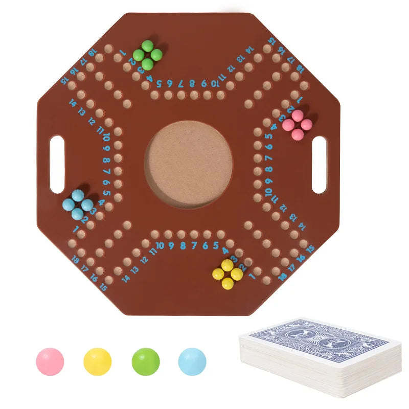 Arabic Jackaroo Board Game Sturdy Wood Tabletop Strategy Games for 4 Players Walnut Color Family Party Travel Toy