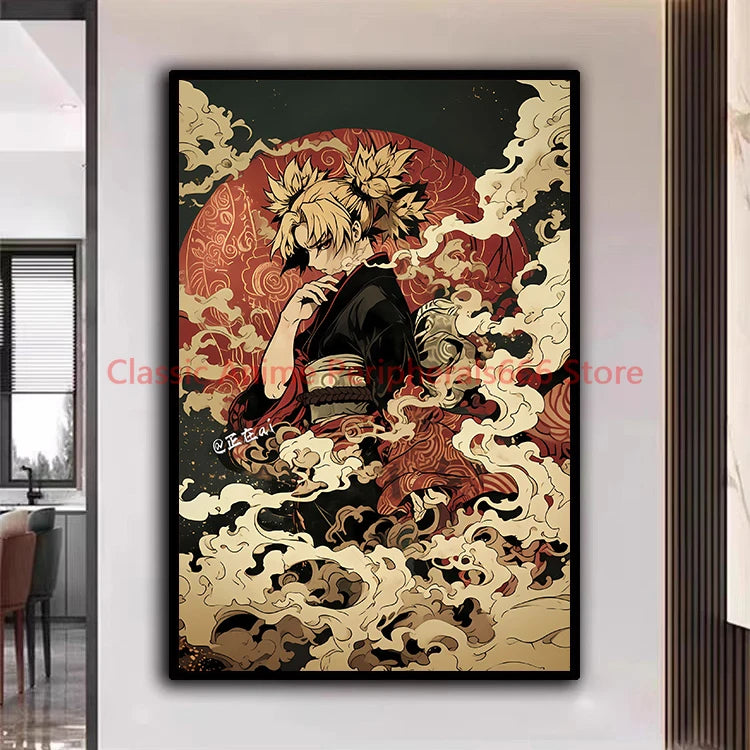 Naruto Poster Kakashi Sasuke Itachi Uchiha Akatsuki Anime Character Ukiyo-e Oil Painting Modern Home Decoration Aesthetic Gift